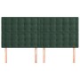 Cabeceros 4 unidades de terciopelo verde oscuro 90x5x78/88 cm