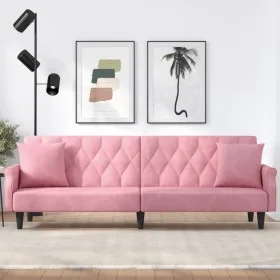 Rosafarbenes Samtschlafsofa mit Armlehnen von , Sofas - Ref: Foro24-351947, Preis: 279,39 €, Rabatt: %