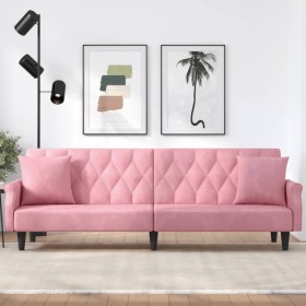 Sofá cama con reposabrazos terciopelo rosa de , Sofás - Ref: Foro24-351947, Precio: 283,21 €, Descuento: %
