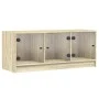 Mueble de TV con puertas de vidrio roble Sonoma 102x37x42 cm de , Muebles TV - Ref: Foro24-836408, Precio: 66,44 €, Descuento: %