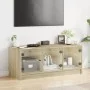 Mueble de TV con puertas de vidrio roble Sonoma 102x37x42 cm de , Muebles TV - Ref: Foro24-836408, Precio: 66,44 €, Descuento: %