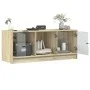 Mueble de TV con puertas de vidrio roble Sonoma 102x37x42 cm de , Muebles TV - Ref: Foro24-836408, Precio: 66,44 €, Descuento: %