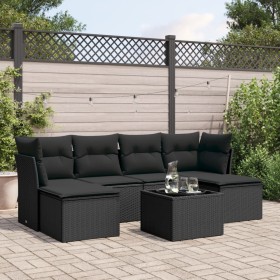 7-piece garden dining set and black synthetic rattan cushions by , Garden sets - Ref: Foro24-3249854, Price: 432,70 €, Discou...