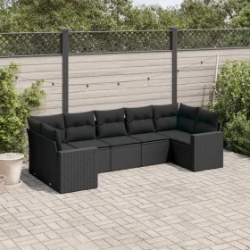 7-piece garden dining set with black synthetic rattan cushions by , Modular outdoor sofas - Ref: Foro24-3251722, Price: 481,5...