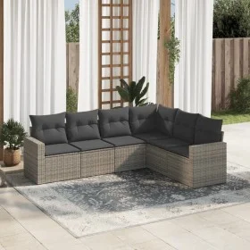 6-piece garden furniture set and gray synthetic rattan cushions by , Garden sets - Ref: Foro24-3219000, Price: 370,45 €, Disc...