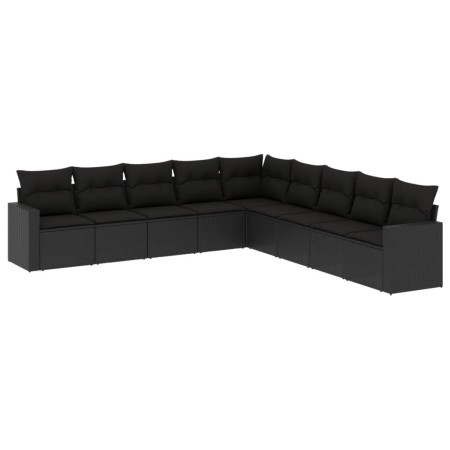 8-teiliges Gartensofa-Set und schwarze synthetische Rattankissen von , Gartensets - Ref: Foro24-3219075, Preis: 563,57 €, Rab...