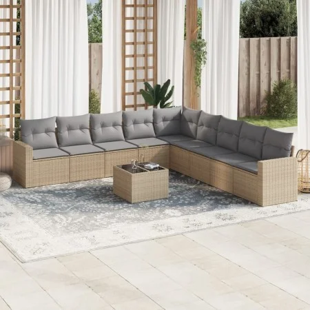 Gartensofa-Set mit beigen Kissen, 10-teilig, synthetisches Rattan von , Gartensets - Ref: Foro24-3219089, Preis: 593,70 €, Ra...