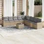 Gartensofa-Set mit beigen Kissen, 10-teilig, synthetisches Rattan von , Gartensets - Ref: Foro24-3219089, Preis: 593,70 €, Ra...