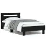 Bed frame with black engineered wood headboard 75x190 cm by , Beds and slatted bases - Ref: Foro24-838569, Price: 77,16 €, Di...
