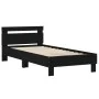 Bed frame with black engineered wood headboard 75x190 cm by , Beds and slatted bases - Ref: Foro24-838569, Price: 77,16 €, Di...