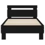 Bed frame with black engineered wood headboard 75x190 cm by , Beds and slatted bases - Ref: Foro24-838569, Price: 77,16 €, Di...