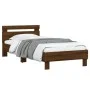 Oak brown engineered wood bed with headboard 75x190 cm by , Beds and slatted bases - Ref: Foro24-838574, Price: 77,16 €, Disc...