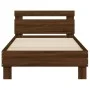 Oak brown engineered wood bed with headboard 75x190 cm by , Beds and slatted bases - Ref: Foro24-838574, Price: 77,16 €, Disc...