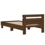 Oak brown engineered wood bed with headboard 75x190 cm by , Beds and slatted bases - Ref: Foro24-838574, Price: 77,16 €, Disc...