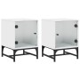 Mesitas de noche con puertas de vidrio 2 uds blanco 35x37x50 cm de , Mesitas de noche - Ref: Foro24-836519, Precio: 47,15 €, ...