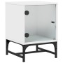 Mesitas de noche con puertas de vidrio 2 uds blanco 35x37x50 cm de , Mesitas de noche - Ref: Foro24-836519, Precio: 47,15 €, ...