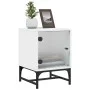 Mesitas de noche con puertas de vidrio 2 uds blanco 35x37x50 cm de , Mesitas de noche - Ref: Foro24-836519, Precio: 46,77 €, ...