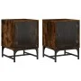 Bedside tables with glass doors 2 units smoked oak 35x37x50 cm by , Nightstands - Ref: Foro24-836527, Price: 45,56 €, Discoun...