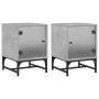 Nachttische mit Glastüren 2 Stück betongrau 35x37x50 cm von , Nachttische - Ref: Foro24-836525, Preis: 45,71 €, Rabatt: %