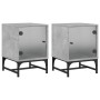 Nachttische mit Glastüren 2 Stück betongrau 35x37x50 cm von , Nachttische - Ref: Foro24-836525, Preis: 46,10 €, Rabatt: %
