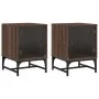 Mesitas noche puertas de vidrio 2 uds roble marrón 35x37x50 cm de , Mesitas de noche - Ref: Foro24-836531, Precio: 46,77 €, D...