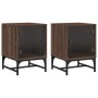 Mesitas noche puertas de vidrio 2 uds roble marrón 35x37x50 cm de , Mesitas de noche - Ref: Foro24-836531, Precio: 47,20 €, D...