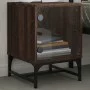 Mesitas noche puertas de vidrio 2 uds roble marrón 35x37x50 cm de , Mesitas de noche - Ref: Foro24-836531, Precio: 46,77 €, D...