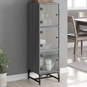Sideboard mit Glastüren in Sonoma-Grau, 35 x 37 x 120 cm von , Sideboards - Ref: Foro24-836565, Preis: 72,33 €, Rabatt: %