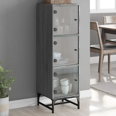 Sideboard mit Glastüren in Sonoma-Grau, 35 x 37 x 120 cm von , Sideboards - Ref: Foro24-836565, Preis: 72,33 €, Rabatt: %