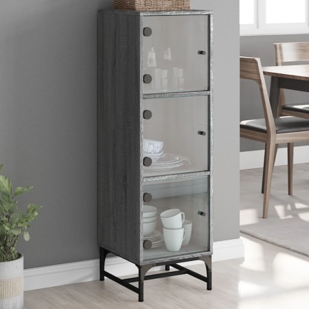 Sideboard mit Glastüren in Sonoma-Grau, 35 x 37 x 120 cm von , Sideboards - Ref: Foro24-836565, Preis: 73,31 €, Rabatt: %