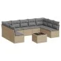 Set Gartensofas mit beigen Kissen 10 Stück synthetisches Rattan von , Gartensets - Ref: Foro24-3249918, Preis: 584,22 €, Raba...