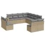 11-teiliges Gartensofa-Set mit beigen synthetischen Rattankissen von , Modulare Sofas für den Außenbereich - Ref: Foro24-3251...