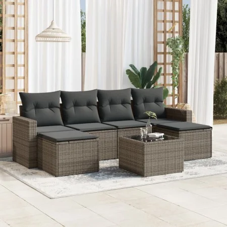 7-piece garden sofa set with gray PE rattan cushions by , Modular outdoor sofas - Ref: Foro24-3251667, Price: 403,43 €, Disco...