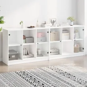 Engineered wood bookcase with black doors 204x37x75 cm by , Bookcases and shelves - Ref: Foro24-3206531, Price: 196,93 €, Dis...