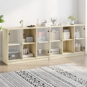 Regal mit Holztüren aus Sonoma-Eiche 204x37x75 cm von , Bücherregale und Regale - Ref: Foro24-3206533, Preis: 191,54 €, Rabat...