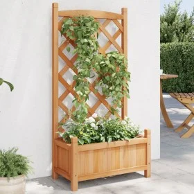 Planter with solid brown spruce wood trellis by , Pots and planters - Ref: Foro24-365485, Price: 67,01 €, Discount: %