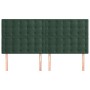 Cabeceros 4 unidades de terciopelo verde oscuro 100x5x78/88 cm