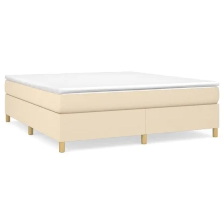 Cama box spring con colchón tela color crema 180x200 cm de , Camas y somieres - Ref: Foro24-3144543, Precio: 504,56 €, Descue...