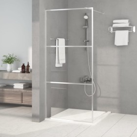 Silver transparent ESG glass shower screen 90x195 cm by , Shower walls and screens - Ref: Foro24-152116, Price: 152,15 €, Dis...