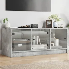 TV cabinet with concrete gray glass doors 102x37x42 cm by , TV Furniture - Ref: Foro24-836409, Price: 66,71 €, Discount: %