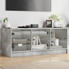 TV-Schrank mit betongrauen Glastüren 102x37x42 cm von , TV-Möbel - Ref: Foro24-836409, Preis: 67,55 €, Rabatt: %
