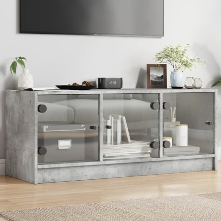 TV-Schrank mit betongrauen Glastüren 102x37x42 cm von , TV-Möbel - Ref: Foro24-836409, Preis: 67,55 €, Rabatt: %