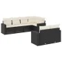 Set de comedor de jardín 7 pzas y cojines ratán sintético negro de , Sofás modulares de exterior - Ref: Foro24-3251543, Preci...