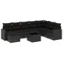 8-teiliges Gartensofa-Set und schwarze synthetische Rattankissen von , Modulare Sofas für den Außenbereich - Ref: Foro24-3251...