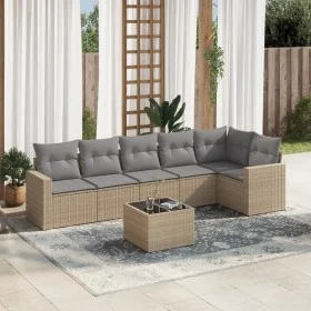 7-piece garden sofa set and beige synthetic rattan cushions by , Garden sets - Ref: Foro24-3218989, Price: 441,53 €, Discount: %