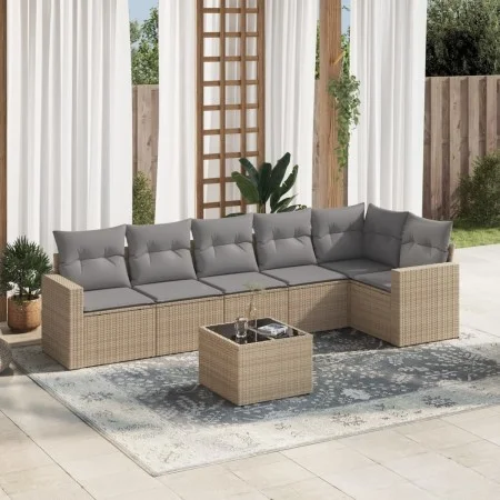 7-piece garden sofa set and beige synthetic rattan cushions by , Garden sets - Ref: Foro24-3218989, Price: 441,53 €, Discount: %