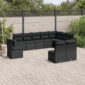 Gartensofa-Set 10-teilig mit schwarzen synthetischen Rattankissen von , Gartensets - Ref: Foro24-3219095, Preis: 635,23 €, Ra...