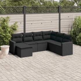 7-piece garden dining set and black synthetic rattan cushions by , Modular outdoor sofas - Ref: Foro24-3251632, Price: 452,33...