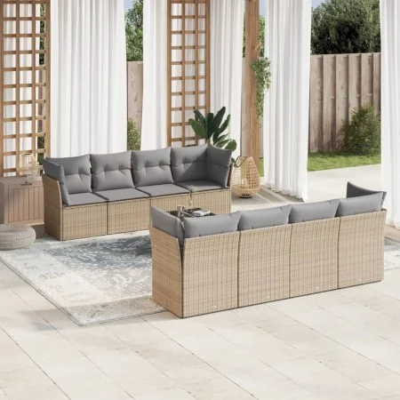 9-teiliges Gartensofa-Set mit beigen synthetischen Rattankissen von , Gartensets - Ref: Foro24-3217309, Preis: 536,43 €, Raba...