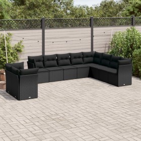 Garden sofa set 10 pieces with black synthetic rattan cushions by , Garden sets - Ref: Foro24-3249694, Price: 664,47 €, Disco...